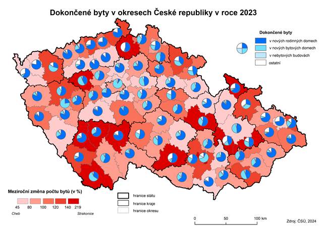 Kartogram: Dokončené byty v okresech České republiky