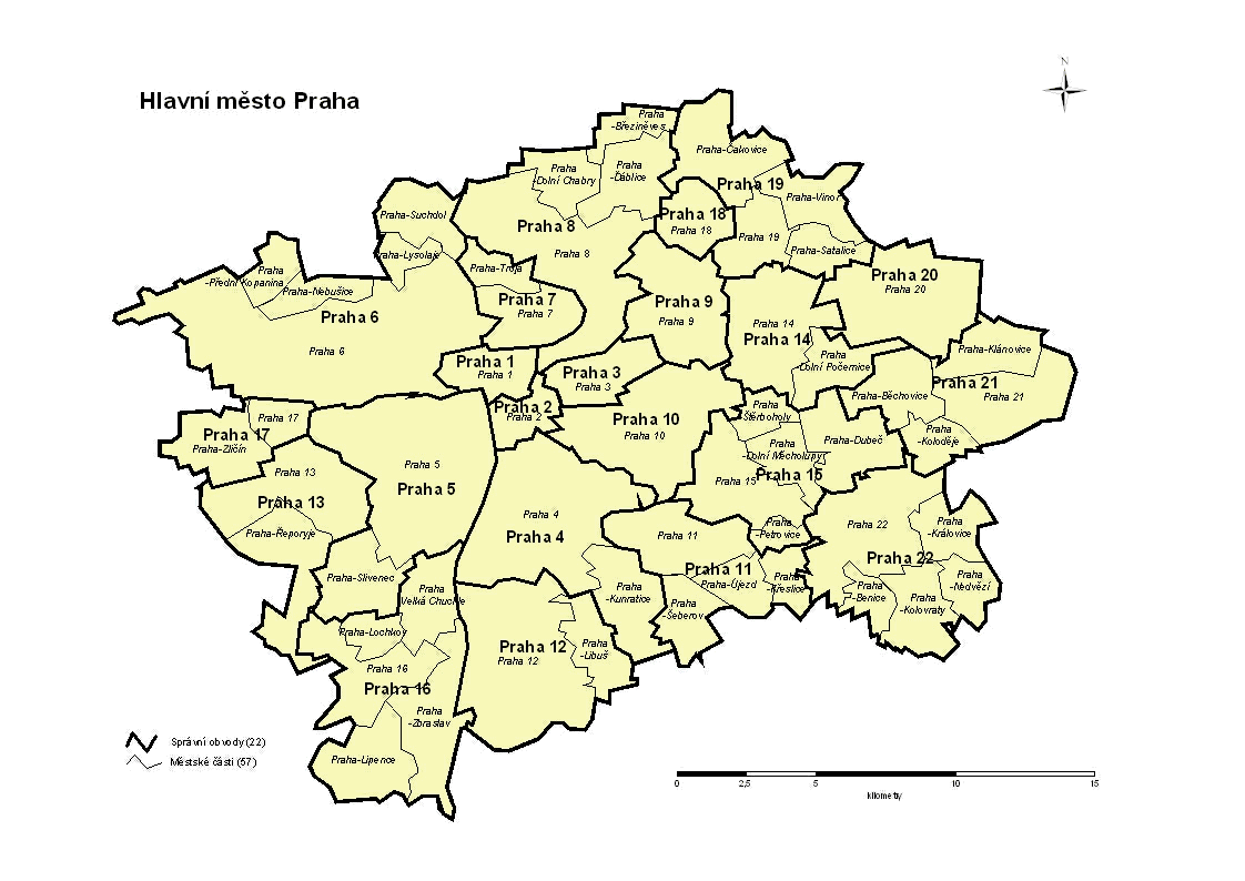 Hlavní město Praha - mapa