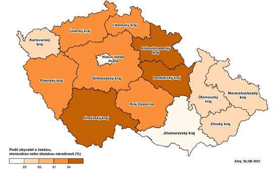 Ktg. 2 Podíl obyvatel s českou, moravskou nebo slezskou nárosností