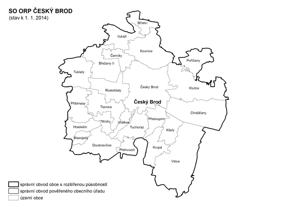 Administrativní mapa SO ORP Český Brod