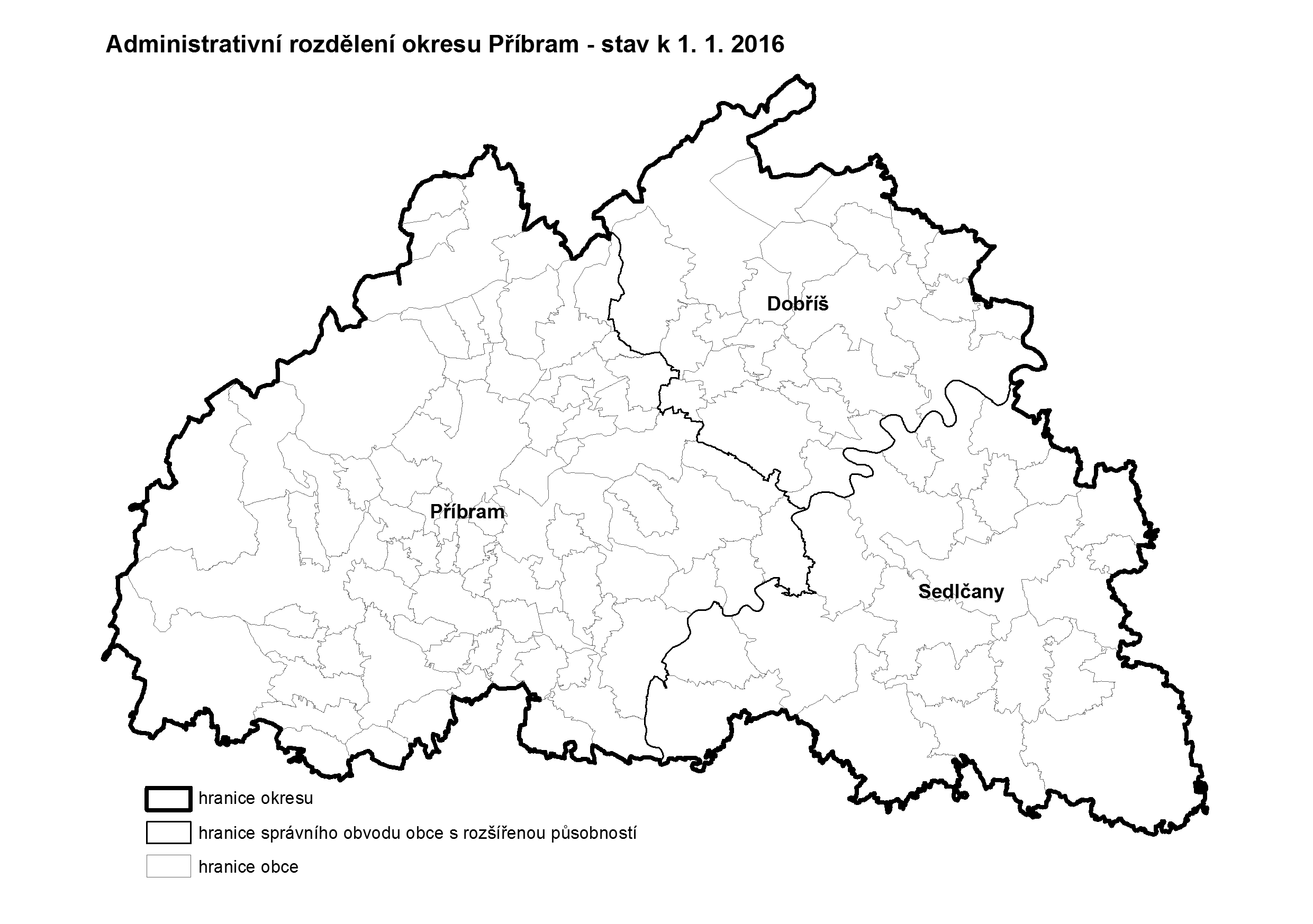 Administrativní rozdělení okresu Příbram k 1.1.2016