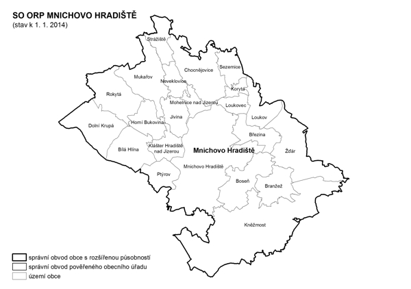 Administrativní mapa SO ORP Mnichovo Hradiště