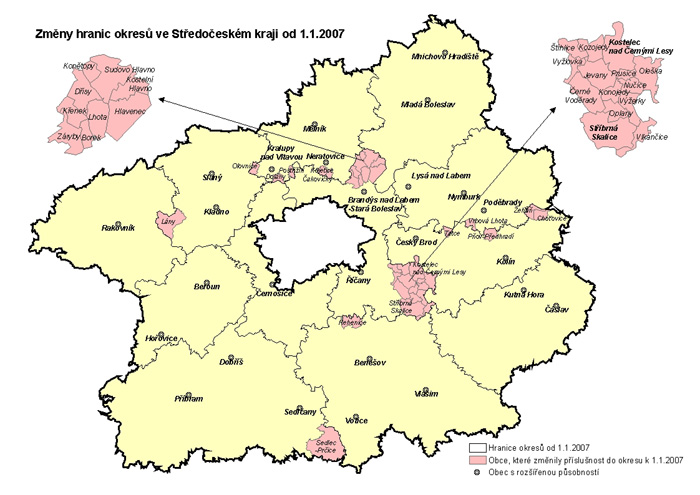 Změny hranic okresů ve Středočeském kraji k 1. 1. 2007