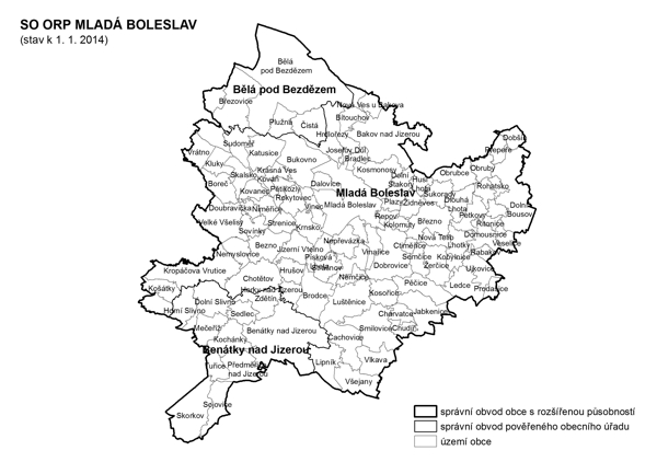 Administrativní mapa SO ORP Mladá Boleslav