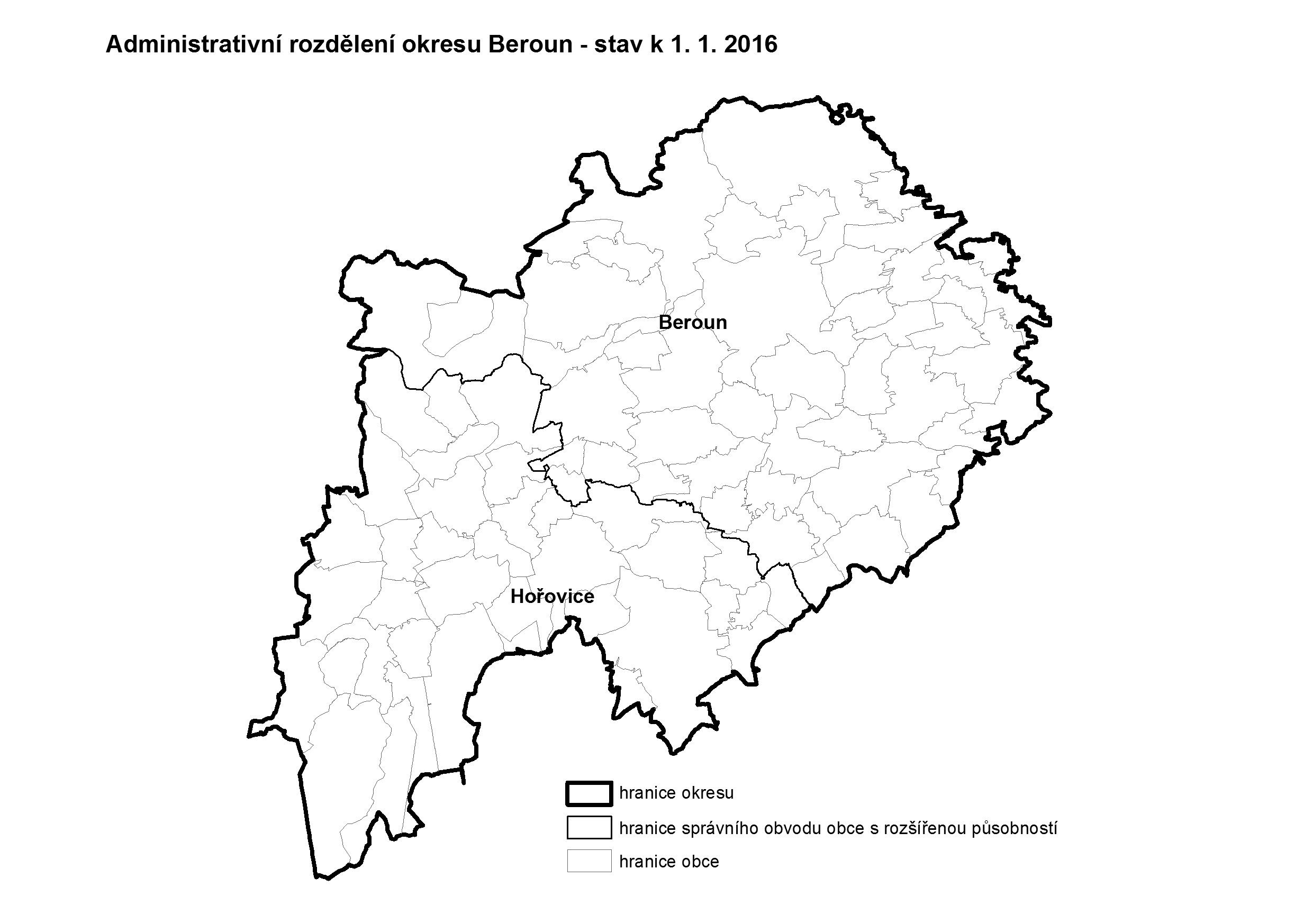Administrativní rozdělení okresu Beroun k 1.1.2016