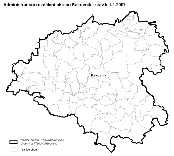 Administrativní rozdělení okresu Rakovník - stav k 1.1.2007