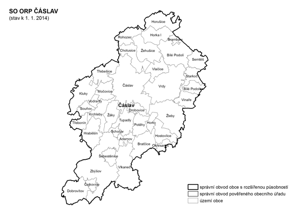 Administrativní mapa SO ORP Čáslav