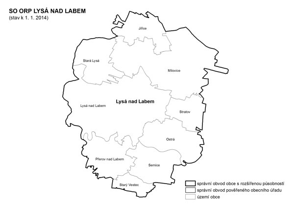 Administrativní mapa SO ORP Lysá nad Labem