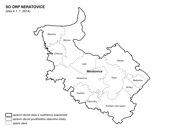 Administrativní mapa SO ORP Neratovice