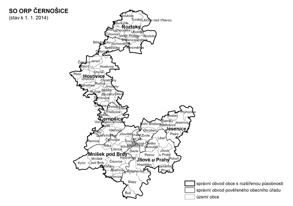Administrativní mapa SO ORP Černošice