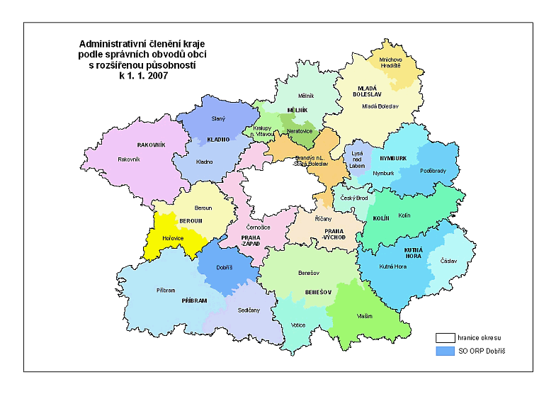 Administrativní členění Středočeského kraje podle správních obvodů obcí s rozšířenou působností od 1.1.2007