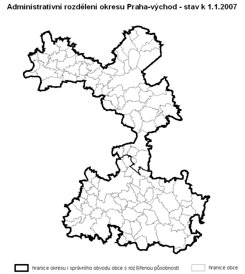 Administrativní rozdělení okresu Praha-východ - stav k 1.1.2007
