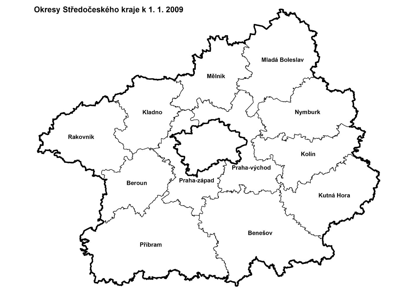Okresy Středočeského kraje k 1.1.2009