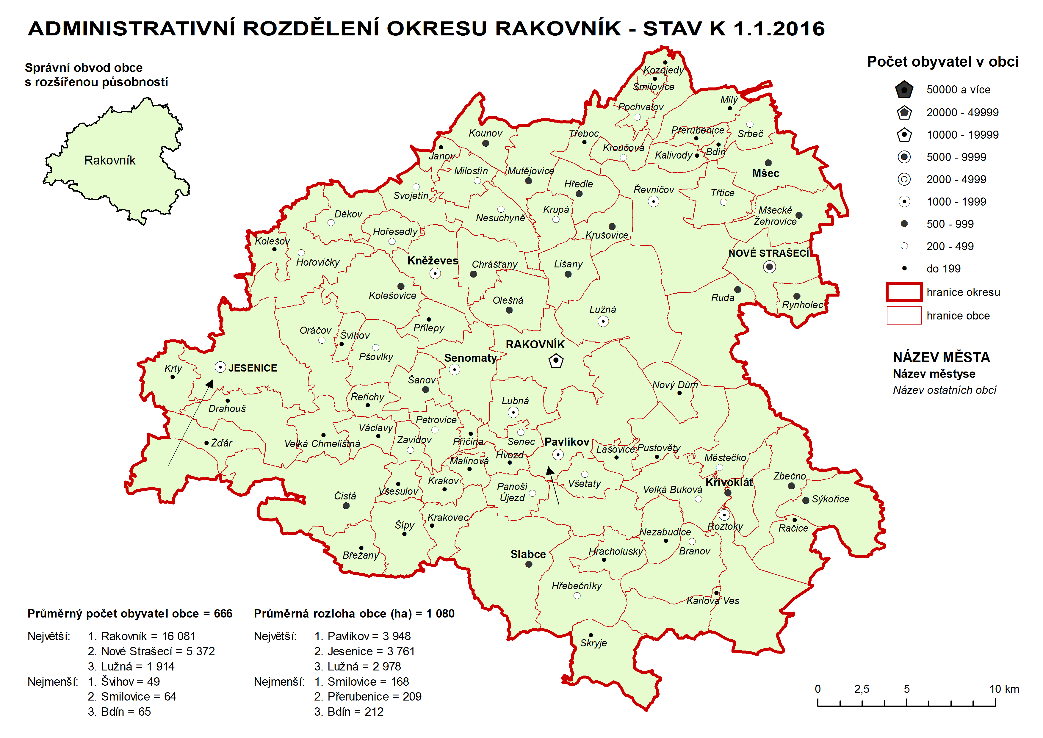 Administrativni rozdělení okresu Rakovník - stav k 1.1.2016