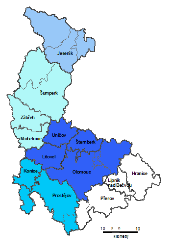 Mapa Olomouckého kraje